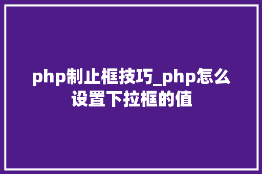 php制止框技巧_php怎么设置下拉框的值
