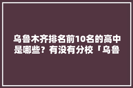 乌鲁木齐排名前10名的高中是哪些？有没有分校「乌鲁木齐网站优化公司」
