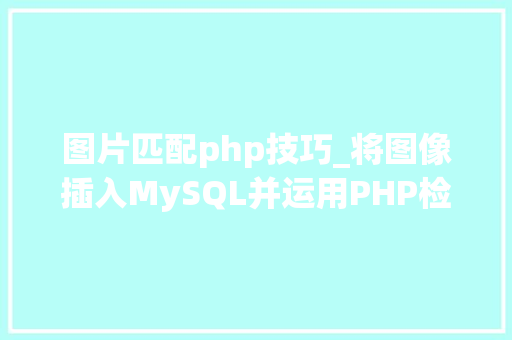 图片匹配php技巧_将图像插入MySQL并运用PHP检索图像