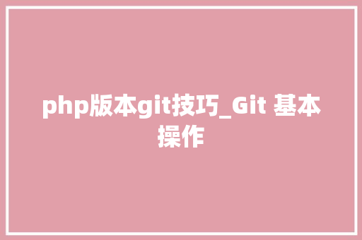php版本git技巧_Git 基本操作