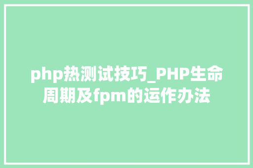 php热测试技巧_PHP生命周期及fpm的运作办法