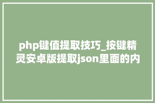 php键值提取技巧_按键精灵安卓版提取json里面的内容