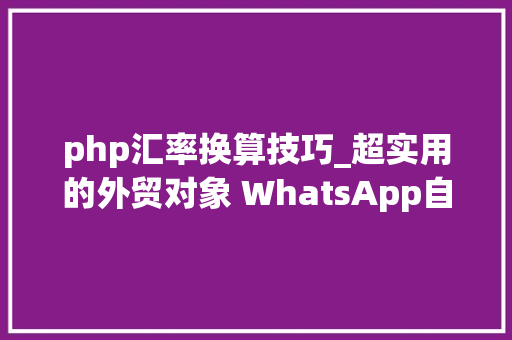 php汇率换算技巧_超实用的外贸对象 WhatsApp自动翻译 zalo line kakao 实时翻译