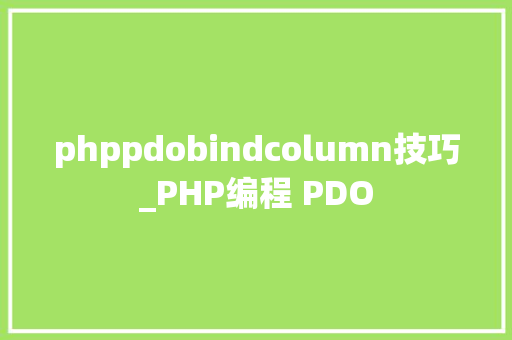 phppdobindcolumn技巧_PHP编程 PDO