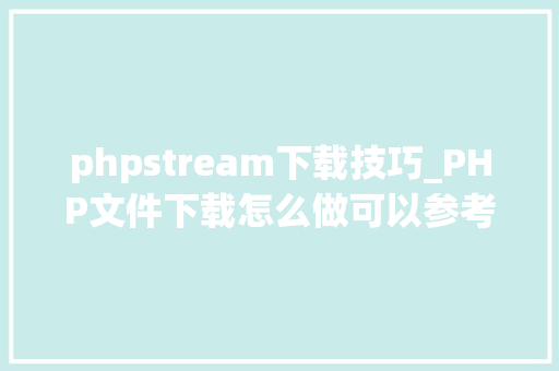 phpstream下载技巧_PHP文件下载怎么做可以参考一下它
