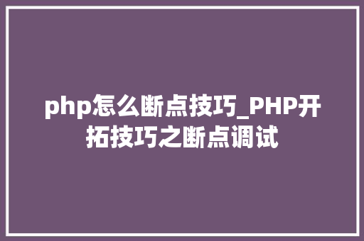 php怎么断点技巧_PHP开拓技巧之断点调试