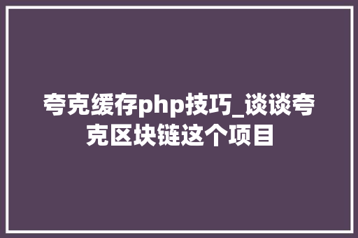 夸克缓存php技巧_谈谈夸克区块链这个项目