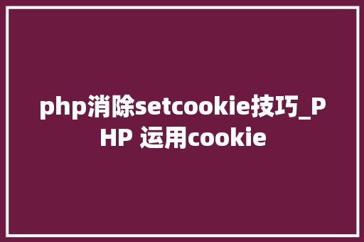 php消除setcookie技巧_PHP 运用cookie