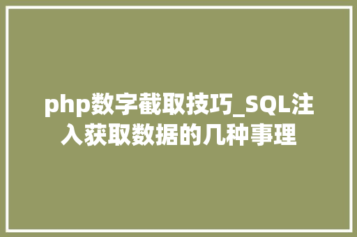 php数字截取技巧_SQL注入获取数据的几种事理