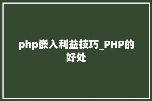php嵌入利益技巧_PHP的好处