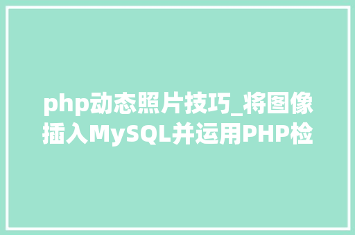 php动态照片技巧_将图像插入MySQL并运用PHP检索图像
