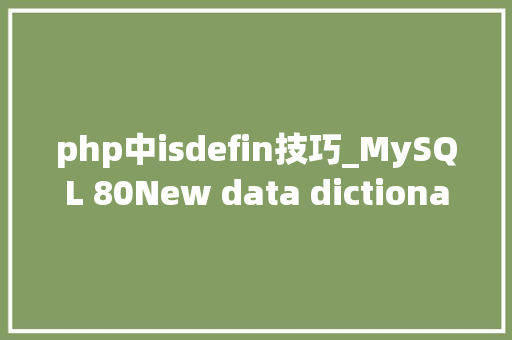 php中isdefin技巧_MySQL 80New data dictionary