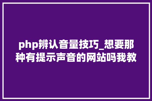 php辨认音量技巧_想要那种有提示声音的网站吗我教你怎么做