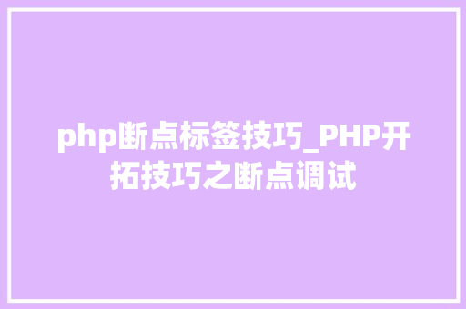 php断点标签技巧_PHP开拓技巧之断点调试
