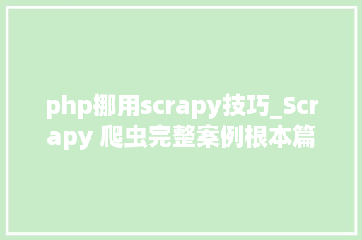 php挪用scrapy技巧_Scrapy 爬虫完整案例根本篇