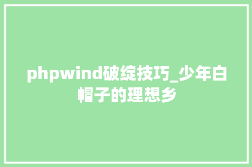 phpwind破绽技巧_少年白帽子的理想乡