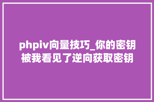 phpiv向量技巧_你的密钥被我看见了逆向获取密钥