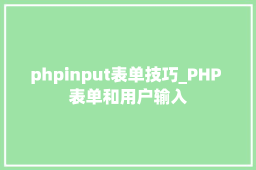 phpinput表单技巧_PHP 表单和用户输入