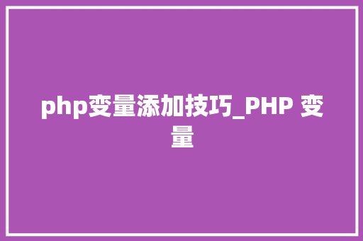 php变量添加技巧_PHP 变量