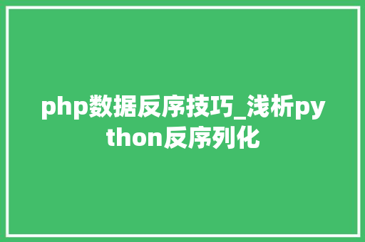 php数据反序技巧_浅析python反序列化