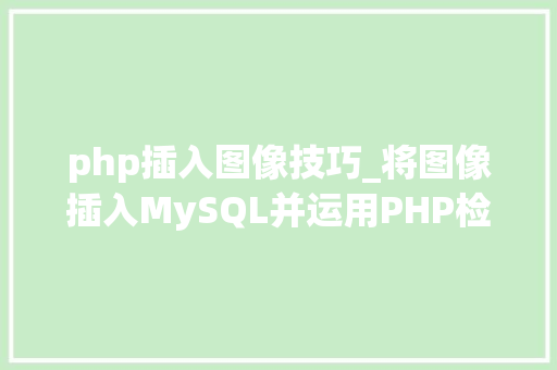 php插入图像技巧_将图像插入MySQL并运用PHP检索图像