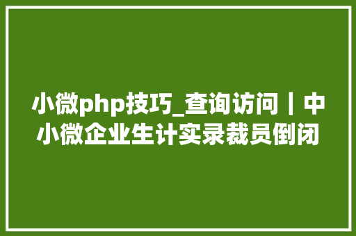 小微php技巧_查询访问｜中小微企业生计实录裁员倒闭疫情压力下仍有很多人死守