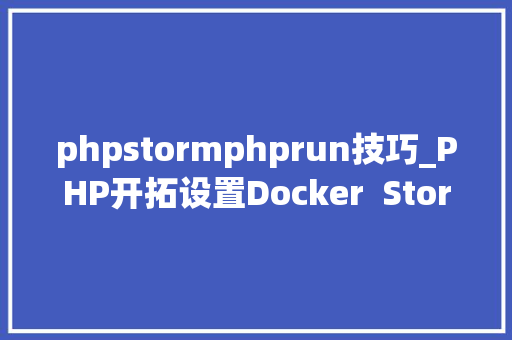 phpstormphprun技巧_PHP开拓设置Docker  Storm  Stan