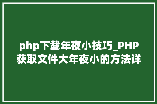 php下载年夜小技巧_PHP获取文件大年夜小的方法详解附视频