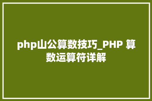 php山公算数技巧_PHP 算数运算符详解