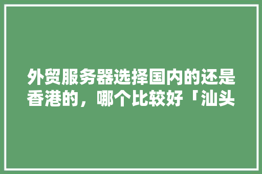 外贸服务器选择国内的还是香港的，哪个比较好「汕头百度seo网站优化公司」