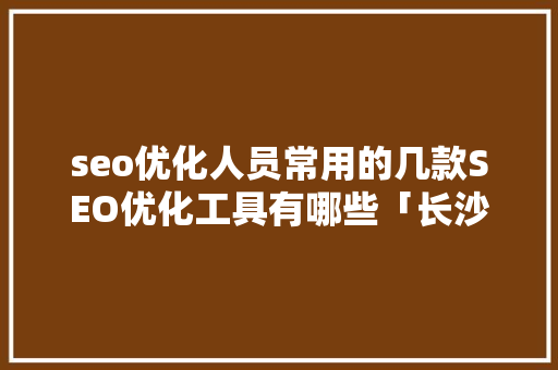 seo优化人员常用的几款SEO优化工具有哪些「长沙百度seo代理」