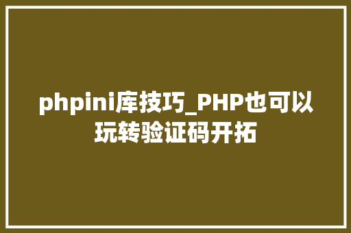 phpini库技巧_PHP也可以玩转验证码开拓