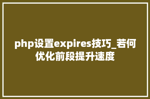 php设置expires技巧_若何优化前段提升速度
