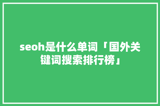 seoh是什么单词「国外关键词搜索排行榜」