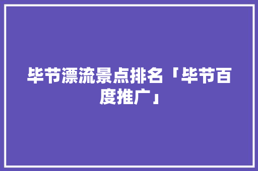 毕节漂流景点排名「毕节百度推广」