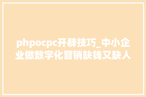 phpocpc开辟技巧_中小企业做数字化营销缺钱又缺人何为破解之道