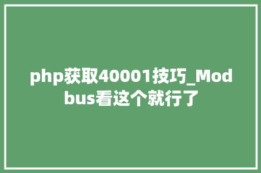 php获取40001技巧_Modbus看这个就行了