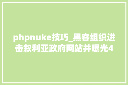 phpnuke技巧_黑客组织进击叙利亚政府网站并曝光43GB数据