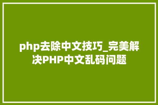 php去除中文技巧_完美解决PHP中文乱码问题