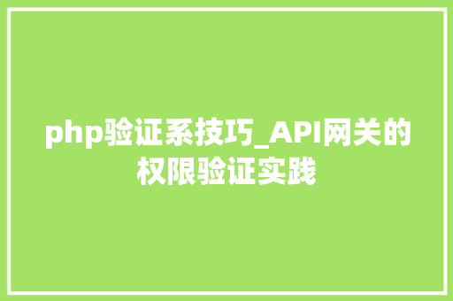 php验证系技巧_API网关的权限验证实践