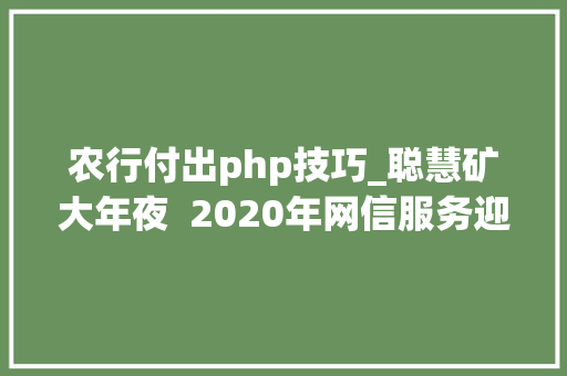 农行付出php技巧_聪慧矿大年夜  2020年网信服务迎新指南