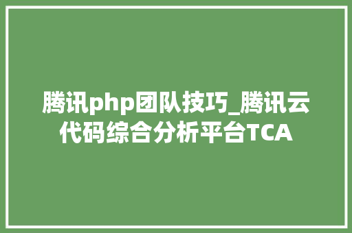 腾讯php团队技巧_腾讯云代码综合分析平台TCA