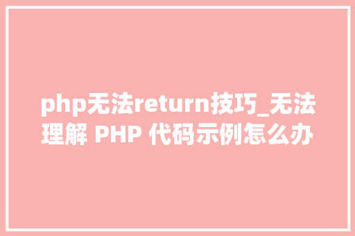 php无法return技巧_无法理解 PHP 代码示例怎么办