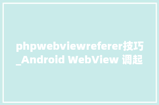 phpwebviewreferer技巧_Android WebView 调起H5支付提示商家参数格式有误