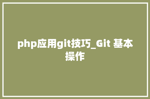 php应用git技巧_Git 基本操作