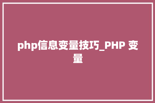 php信息变量技巧_PHP 变量