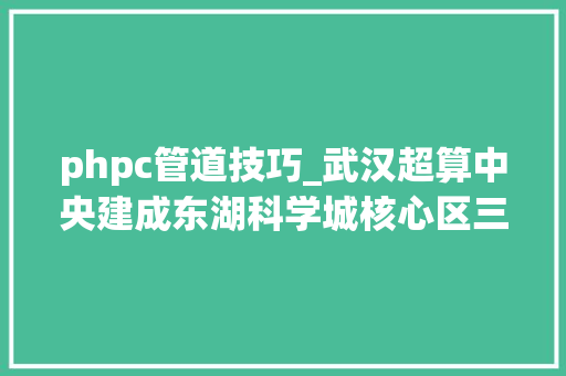 phpc管道技巧_武汉超算中央建成东湖科学城核心区三季度冲刺跑出加速度