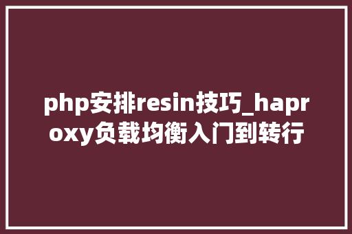 php安排resin技巧_haproxy负载均衡入门到转行