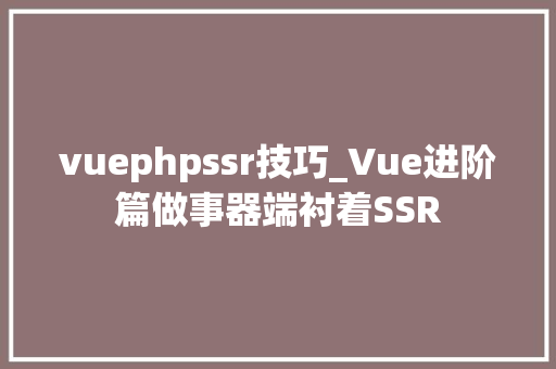 vuephpssr技巧_Vue进阶篇做事器端衬着SSR