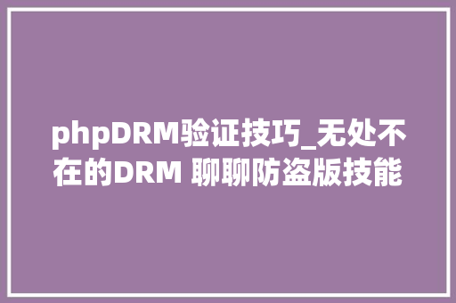 phpDRM验证技巧_无处不在的DRM 聊聊防盗版技能的成长和影响